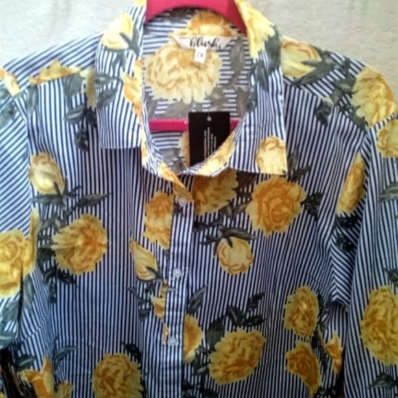 Hint of Blush Tops - Pinstriped Flowy Blouse 2X NWT